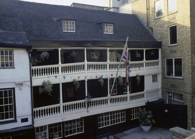 The George Inn, the only remaining galleried inn in London.