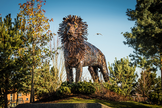 Aslan statue, CS Lewis Square, Belfast, Northern Ireland, CS Lewis, Narnia trail