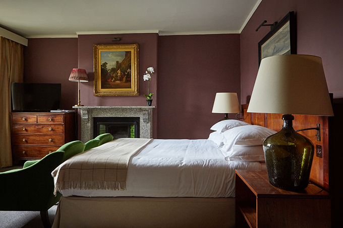 Bedrooms at The Peacock have modern comforts and antique furnishings. The Peacock at Rowsley, the Peak District, former dower house of Haddon Hall