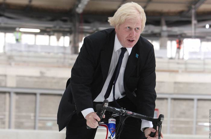 London Mayor Boris Johnson at London 2012 Olympic Velodrome