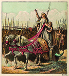 Boudicca and her army. Ancient history of London timeline