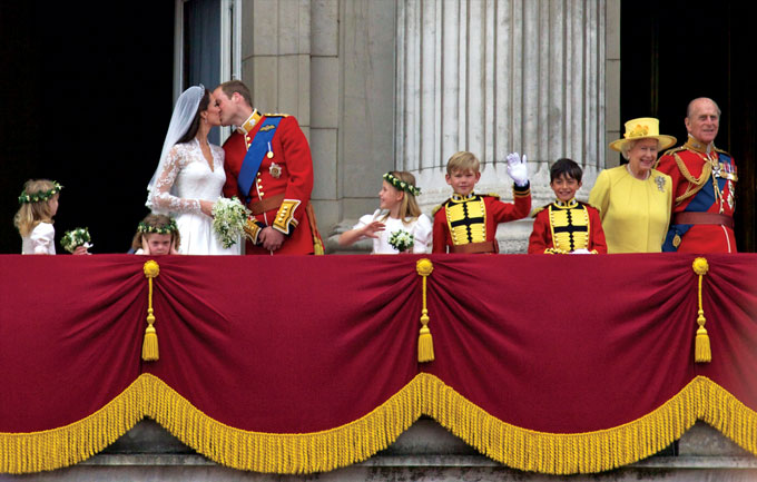 William and Catherine wedding day, Buckingham Palace. Inside Buckingham Palace