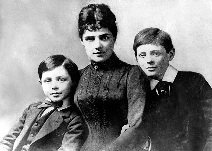 A young Winston Churchill (right) with his mother, Jennie Jerome, and younger brother John Strange Spencer. Credit: Keystone Pictures USA/Alamy
