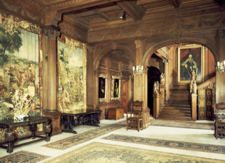 Tapestries line the walls of the hall at Cliveden