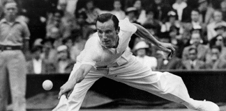 Fred Perry in action at Wimbledon in 1936. The history of Wimbledon tennis: where it all began