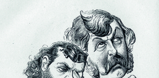 Caricature of Arthur Sullivan and W S Gilbert. Credit: Mary Evans Picture Library 2013
