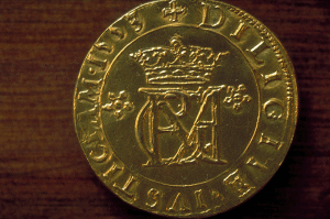 A golden jubilee Mary, Queen of Scots gold ducat at John Knox House, Edinburgh. VisitBritain/Chris Coe