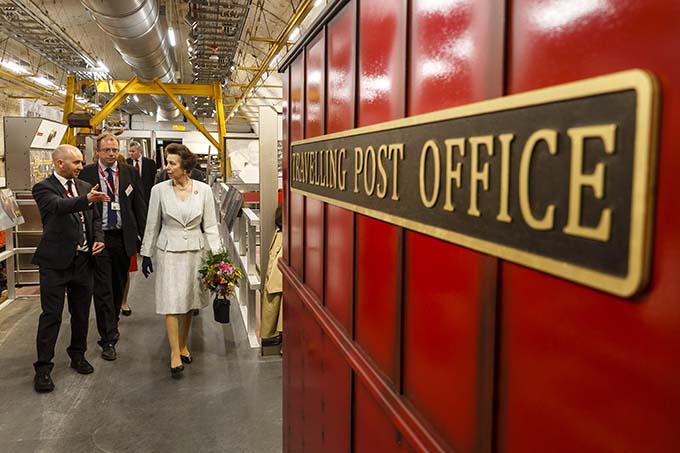 The Princess Royal takes a ride on the Mail Rail. The Princess Royal explored the quirky history of the most royal of British institutions, the Royal Mail, and discovered the origins of the world's earliest social network: the post. Credit: Miles Willis/Getty Images for The Postal Museum) | Princess Anne opens the Postal Museum and Mail Rail