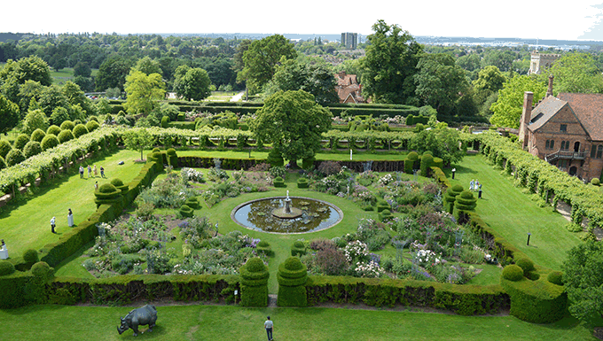 The elegant gardens at Hatfield House. Credit: Hatfield House 