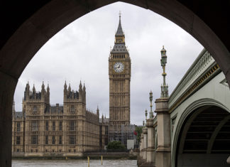 Houses of Parliament and Big Ben. Big ben’s chimes sound for last time in four years