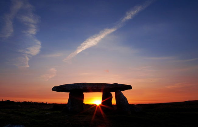 A view of Lanyon Quoit at sunset. Photos of Cornwall | Cornwall in pictures | West Cornwall