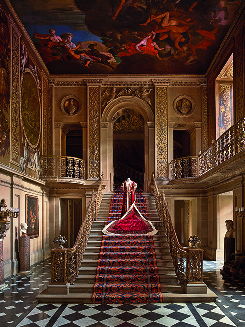 Mistress of the Robes Coronation Gown, Painted Hall, Chatsworth, stately homes, chatsworth house, duchess, duchesses