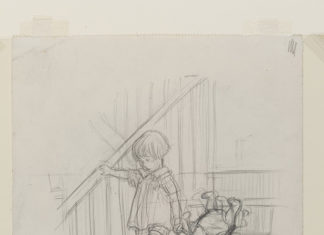 'Bump, bump, bump', Winnie-the-Pooh chapter 1, pencil drawing by E. H. Shephard, 1926