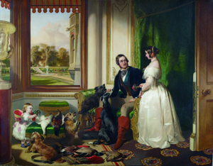 WQueen Victoria and Prince Albert in a painting by Edwin Landseer depecting the couple at Windsor Castle