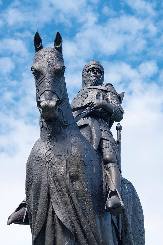 A statue of Robert the Bruce outside Bannockburn Heritage Centre in Stirling, Scotland