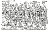 Roman soldiers. Ancient history of London timeline