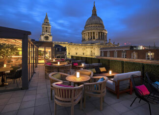 The terrace of Sabine has a stunning view of St Paul's Cathedral