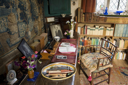 Vita's desk in the Writing Room in the Tower at Sissinghurst Castle Garden, near Cranbrook, Kent