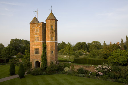 Evening light on the Elizabethan Tower at Sissinghurst Castle Garden, near Cranbrook, Kent