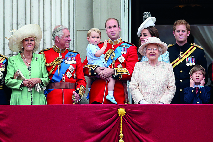 The Queen and members of the Royal Family watch the Trooping the Colour from the balcony of Buckingham Palace