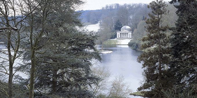 Winter scene at Stourhead. Credit: National Trust Images/ Stephen Robson