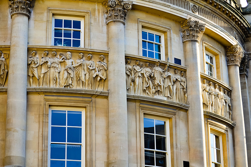 A creamy limestone facade in Bath