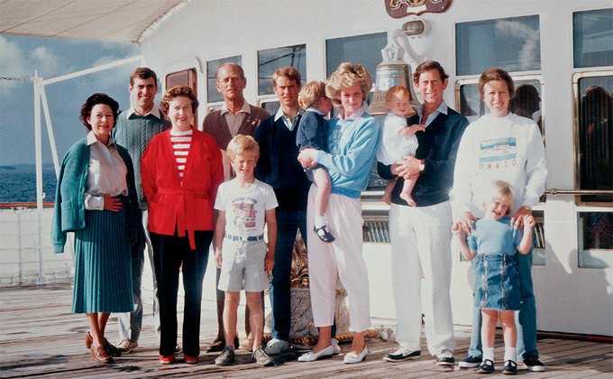 The Royal Family on board HMY Britannia, 1985