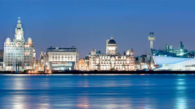 Liverpool waterfront at night