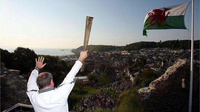 Philip Richards. Olympic torch -Oystermouth Castle