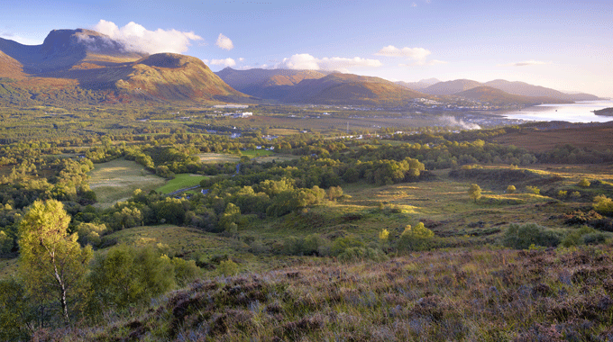 View towards Ben Nevis, Fort William and Loch Linnhe